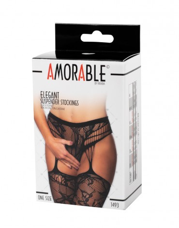 Amorable by Rimba - Suspender Tights - One Size - Black