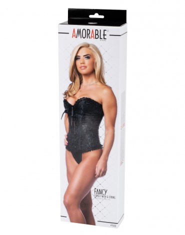 Amorable by Rimba - Laced corset with G-string - Black