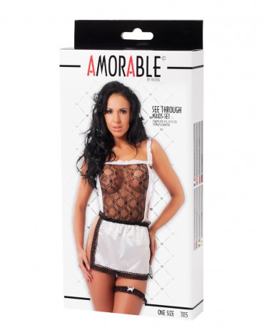 Amorable by Rimba - Waitress Uniform (3 pieces) - One Size - Black / White