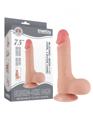 LoveToy - Sliding Skin Dildo 19.5 cm (Ø 3.7 cm) - Nude