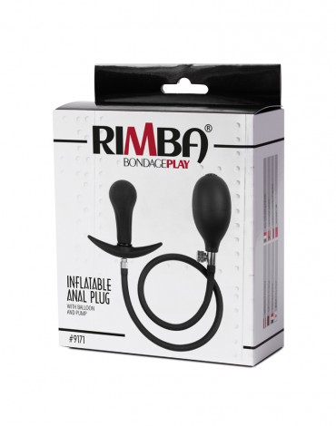 Rimba Latex Play - Opblaasbare Anaalplug met Pomp - Zwart