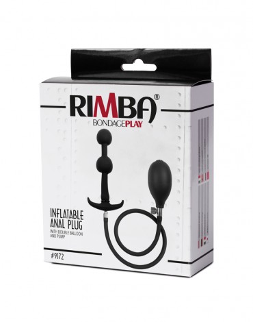 Rimba Latex Play - Opblaasbare Anaalplug met Dubbele Ballon en Pomp - Zwart