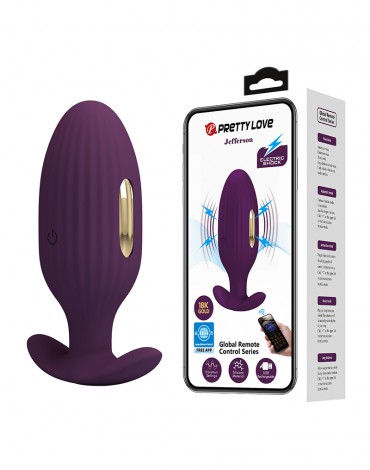 Pretty Love - Jefferson - Electric Shock Buttplug with App Control - Purple