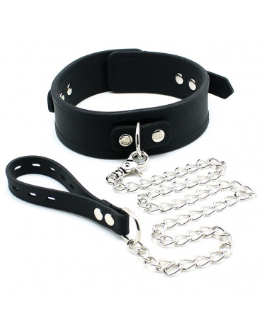 Rimba - Halsband 5 cm breed met hondenketting, verstelbaar met gesp.